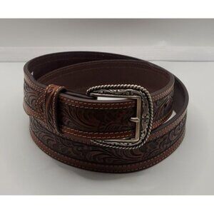 Ariat Men's Embossed Inlay Tan Brown Leather Belt A1015008 Size 38 NWOT